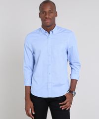 Camisa-Masculina-Comfort-Estampada-Mini-Print-Xadrez-com-Bolso-Manga-Longa-Azul-Claro-9515009-Azul_Claro_1