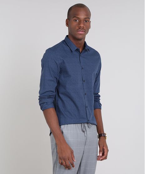 Camisa-Masculina-Slim-Estampada-Manga-Longa-Azul-9521524-Azul_1