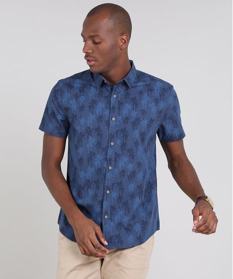 Camisa-Masculina-Comfort-Estampada-de-Coqueiros-Manga-Curta-Azul-Marinho-9523419-Azul_Marinho_1