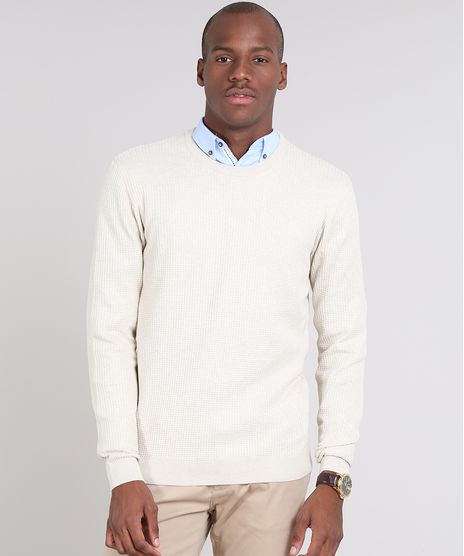 Sueter-Masculino-em-Trico-Bege-Claro-9520468-Bege_Claro_1