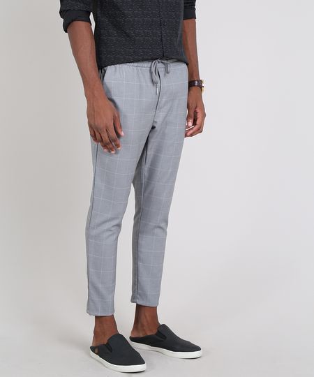 Calca-Masculina-Estampada-Quadriculada-Chino-Slim-Cropped-Quadriculado-Cinza-Mescla-9638428-Cinza_Mescla_1