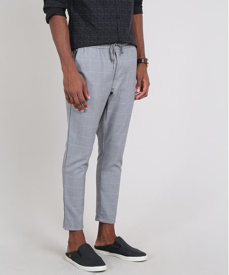 Calca-Masculina-Estampada-Quadriculada-Chino-Slim-Cropped-Quadriculado-Cinza-Mescla-9638428-Cinza_Mescla_1