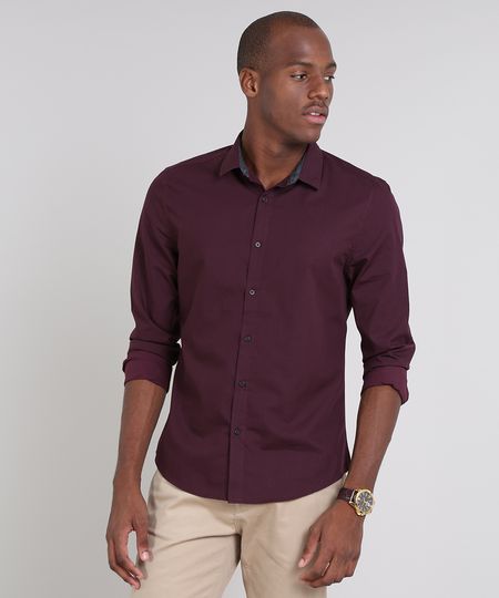 Camisa-Masculina-Slim-Estampada-Manga-Longa-Vinho-9523392-Vinho_1 Camisa-Masculina-Slim-Estampada-Manga-Longa-Vinho-9523392-Vinho_1
