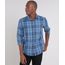 Camisa-Masculina-Comfort-Estampada-Xadrez-com-Linho-Manga-Longa-Azul-9523410-Azul_1