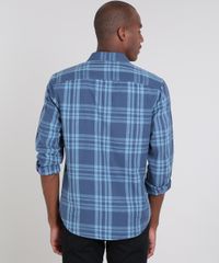 Camisa-Masculina-Comfort-Estampada-Xadrez-com-Linho-Manga-Longa-Azul-9523410-Azul_2