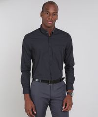 Camisa-Masculina-Comfort-Estampada-Mini-Print-com-Bolso-Manga-Longa-Preta-9438482-Preto_5