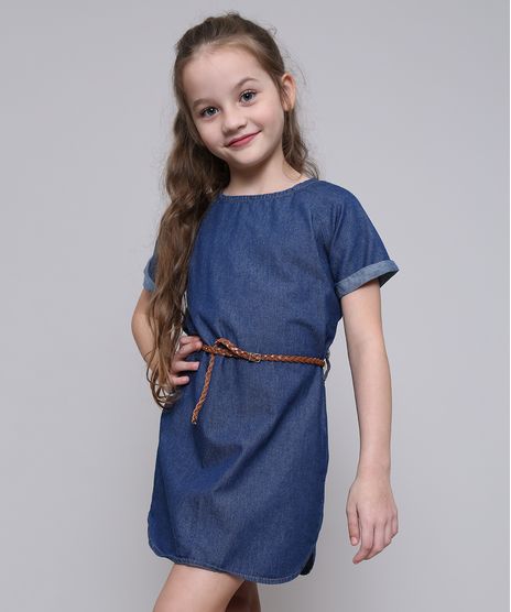 Vestido-Jeans-Infantil-com-Cinto-Manga-Curta-Azul-Medio-9554916-Azul_Medio_1