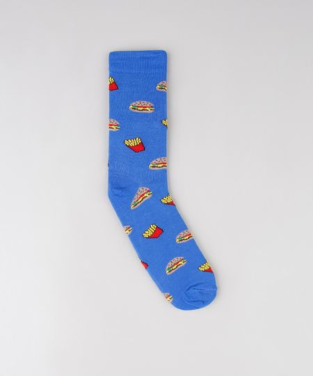 Meia-Masculina-Cano-Alto-Divertida-Estampada-de-Hamburgueres-e-Batatas-Fritas-Azul-Royal-9636367-Azul_Royal_1