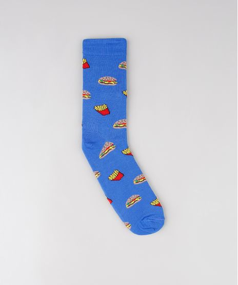 Meia-Masculina-Cano-Alto-Divertida-Estampada-de-Hamburgueres-e-Batatas-Fritas-Azul-Royal-9636367-Azul_Royal_1
