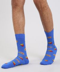 Meia-Masculina-Cano-Alto-Divertida-Estampada-de-Hamburgueres-e-Batatas-Fritas-Azul-Royal-9636367-Azul_Royal_2