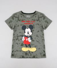 Blusa-Infantil-Mickey-Estampada-com-Glitter-Manga-Curta--Verde-Militar-9590058-Verde_Militar_1