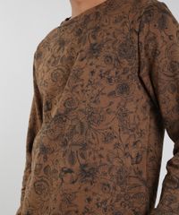 Blusao-Masculino-Estampado-Floral-em-Moletom-Gola-Careca-Marrom-9486892-Marrom_4