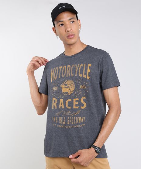 Camiseta-Masculina--Motorcycle-Races--Manga-Curta-Gola-Careca-Cinza-Mescla-Escuro-9609298-Cinza_Mescla_Escuro_1
