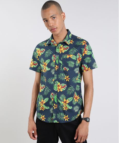 Camisa-Masculina-Estampada-Tropical-Manga-Curta-Azul-Marinho-9514516-Azul_Marinho_1