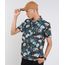Camisa-Masculina-Estampada-de-Flamingos-Tropical-Manga-Curta-Preta-9514518-Preto_1