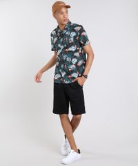 Camisa-Masculina-Estampada-de-Flamingos-Tropical-Manga-Curta-Preta-9514518-Preto_3