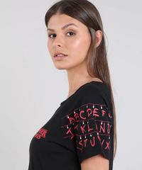 Camisola-Feminina-Stranger-Things-Manga-Curta-Preto-9638677-Preto_3