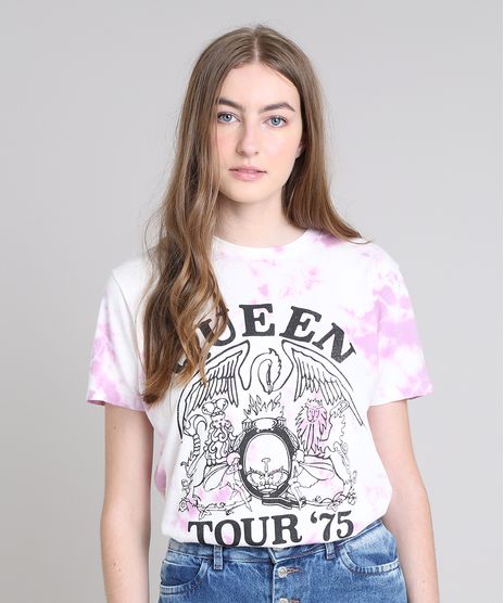 T-Shirt-Feminina-de-Banda-Mindset-Queen-Tie-Dye-Manga-Curta-Decote-Redondo-Off-White-9638052-Off_White_1