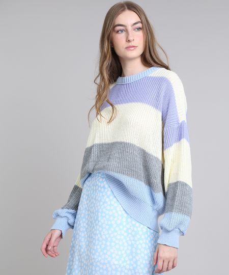 Sueter-Feminino-Mindset-Amplo-Listrado-em-Trico-Amarelo-Claro-9674892-Amarelo_Claro_1