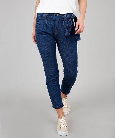 Calca-Jeans-Feminina-Mom-com-Faixa-para-Amarrar-Azul-Medio-9594600-Azul_Medio_1