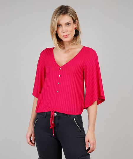 Blusa-Feminina-com-Botoes-e-Cordao-Manga-Curta-Decote-V-Rosa-9627762-Rosa_1 Blusa-Feminina-com-Botoes-e-Cordao-Manga-Curta-Decote-V-Rosa-9627762-Rosa_1