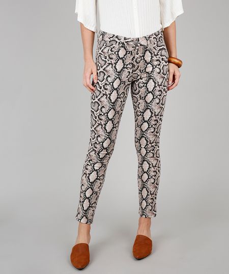 Calca-de-Sarja-Feminina-Super-Skinny-Estampada-Animal-Print-Bege-9594597-Bege_1
