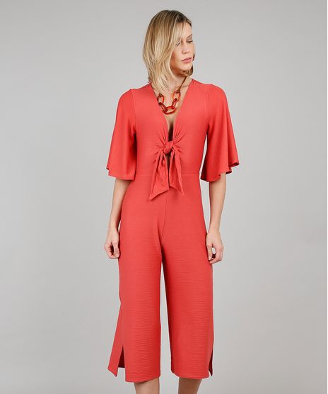 Macacao-Feminino-Pantacourt-com-No-Manga-Curta-Coral-9610359-Coral_1