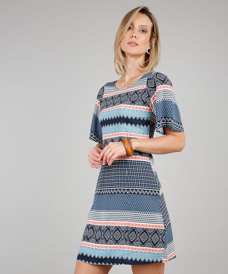Vestido-Feminino-Curto-Estampado-de-Arabescos-com-Tiras-Manga-Curta-Off-White-9540268-Off_White_1