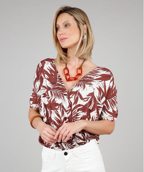 Body-Feminino-Estampado-de-Folhagens-Transpassado-Manga-Curta-Decote-V-Bege-9581338-Bege_1