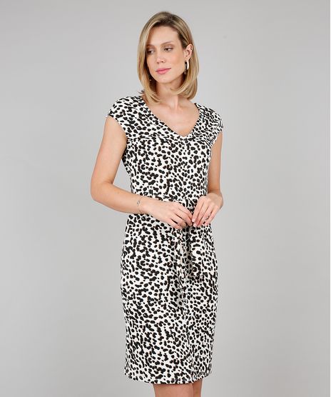 Vestido-Feminino-Curto-Estampado-Animal-Print-com-Faixa-para-Amarrar-Sem-Manga-Bege-Claro-9633489-Bege_Claro_1