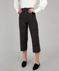 Calca-Feminina-Pantacourt-Estampada-de-Poa-com-Argola-Preta-9637297-Preto_1