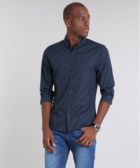 Camisa-Masculina-Slim-Estampada-Floral-Manga-Longa-Azul-Marinho-9429420-Azul_Marinho_1