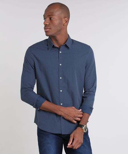 Camisa-Masculina-Slim-Estampada-Mini-Print-Manga-Longa-Azul-Marinho-9436457-Azul_Marinho_1