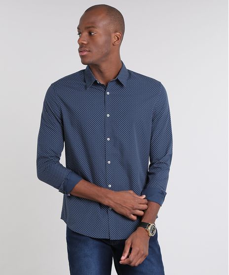 Camisa-Masculina-Slim-Estampada-Mini-Print-Manga-Longa-Azul-Marinho-9436457-Azul_Marinho_1