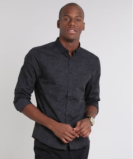 Camisa-Masculina-slim-Estampada-Floral-Manga-Longa-Preta-9429421-Preto_1