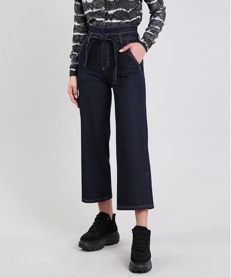Calca-Jeans-Feminina-Sawary-Pantacourt-com-Faixa-para-Amarrar-Azul-Escuro-9619273-Azul_Escuro_1
