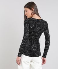 Blusa-Feminina-Estampada-Geometrico-com-Botoes-Manga-Longa-Preta-9609658-Preto_2
