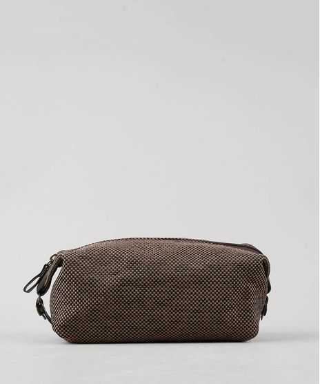 Necessaire-Masculina-Estampada-Quadriculada-Marrom-9592360-Marrom_1