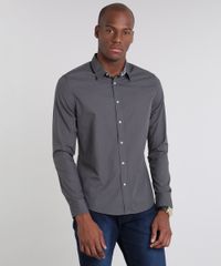 Camisa-Masculina-Slim-Estampada-Mini-Print-Manga-Longa-Chumbo-9436435-Chumbo_5