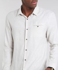Camisa-Masculina-Slim-com-Bolso-Manga-Longa-Kaki-9523397-Kaki_4