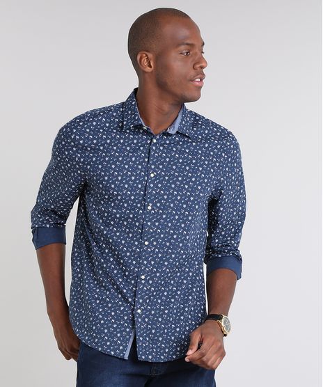 Camisa-Masculina-Comfort-Estampada-Floral-Manga-Longa--Azul-Marinho-9509115-Azul_Marinho_1