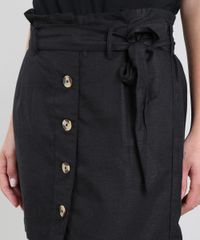Saia-Feminina-Curta-Clochard-com-Botoes-e-Linho-Preta-9511572-Preto_4