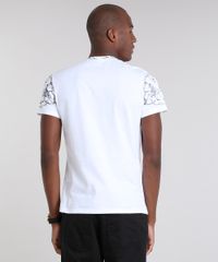 Camiseta-Masculina-Slim-Fit-com-Estampa-de-Arabesco-Manga-Curta-Gola-Careca-Branca-9603247-Branco_2