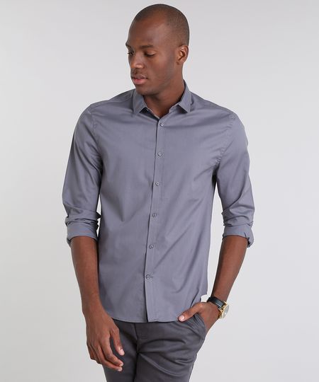 Camisa-Masculina-Slim-Basica-Manga-Longa-Chumbo-9521525-Chumbo_1 Camisa-Masculina-Slim-Basica-Manga-Longa-Chumbo-9521525-Chumbo_1