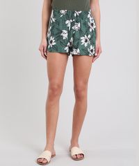 Short-Feminino-Estampado-Floral-Verde-9596613-Verde_1