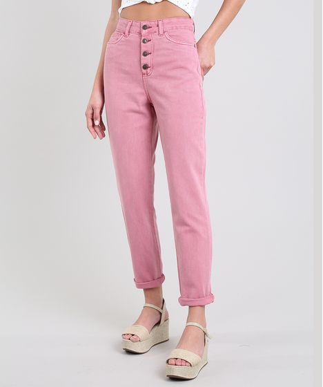calça sarja rosa