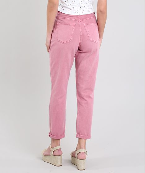 calça jeans rosa feminina