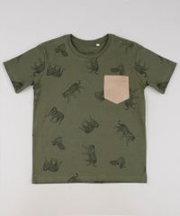 Camiseta-Infantil-Estampada-de-Tigres-com-Bolso-em-Suede-Manga-Curta-Verde-Militar-9621728-Verde_Militar_1