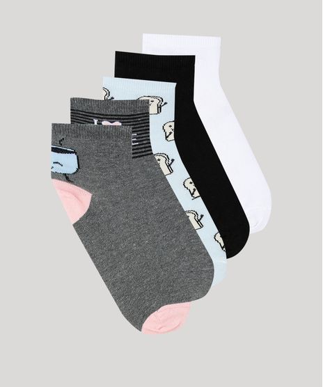 Kit-de-5-Meias-Femininas-Cano-Medio-Estampadas--Coffee--Multicor-9650578-Multicor_1