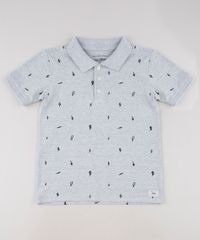 Polo-Infantil-Estampada-Mini-Print-de-Raios-em-Piquet-Manga-Curta-Cinza-Mescla-9570493-Cinza_Mescla_1